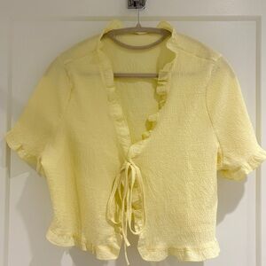 Yellow Ruffled Short Sleeve Blouse